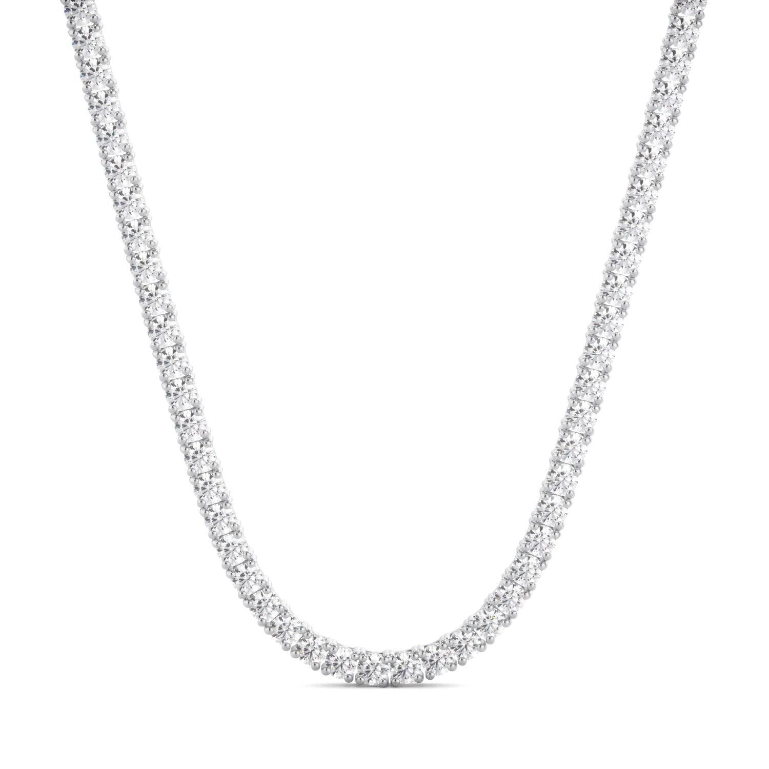 Lab Grown Diamond Tennis Necklace D-E VS1-VS2 14K White Gold 7.34cttw 4 Prong