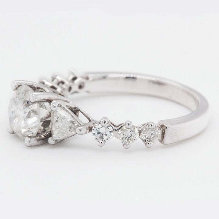 Diamond Engagement Ring Triangle Side Stones Clarity Enhanced 2.14 TCW 14 KW