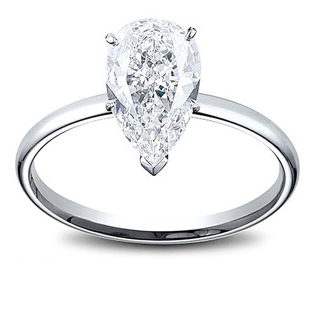 14K Gold 0.5 ct Pear Shape Diamond Solitaire Engagement Ring D SI1