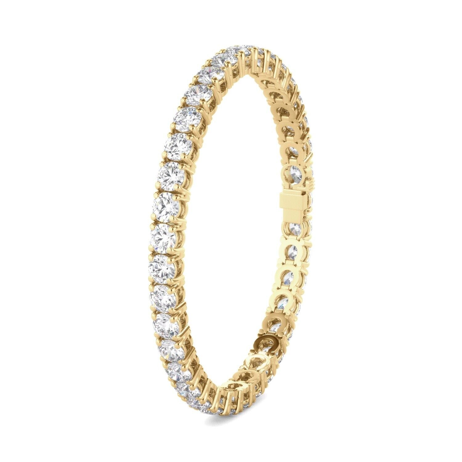Lab Grown Diamond Tennis Bracelet D-E VS1-VS2 14K Yellow Gold 11.74cttw 4 Prong