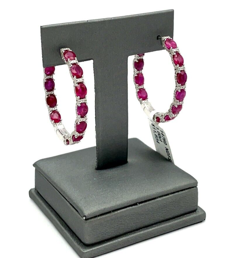 1.00 ct Hudson Ruby and Natural Diamond Hoop Earrings