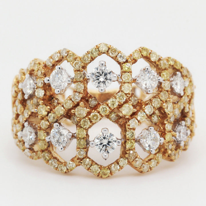 Fashion Cocktail Engagement Ring 1.30 TCW 18K Yellow Gold