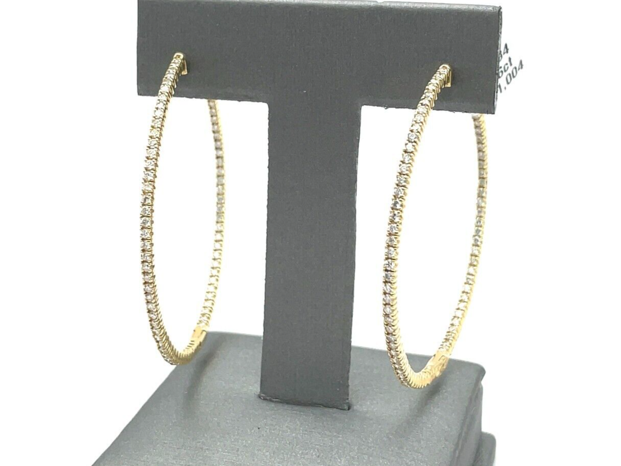 1.66 Ct Diamond Hoop Earrings Natural