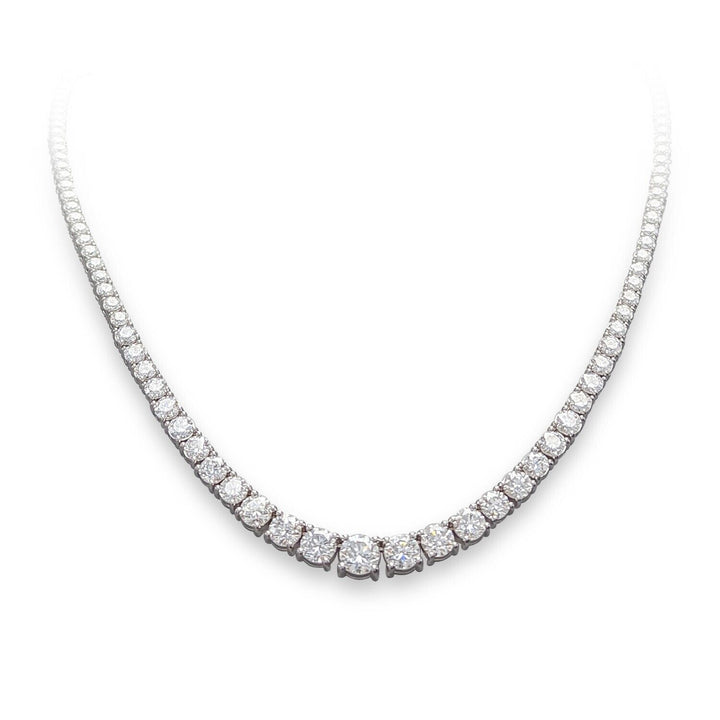 Lab Grown Diamond Riviera Necklace D-E VS1-VS2 14K White Gold 10.29cttw 3 Prong