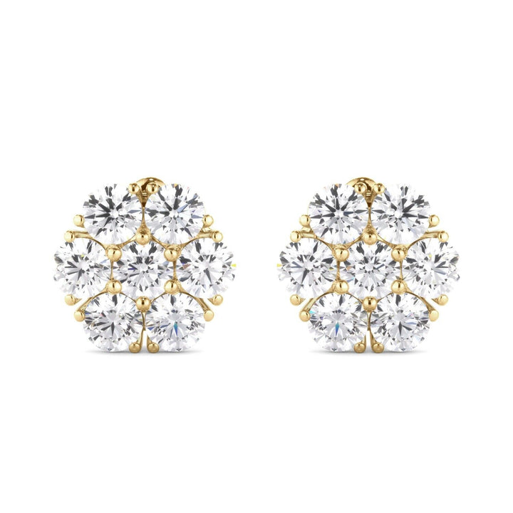 0.67 Ct Round Diamond Stud Cluster Flower Earrings Lab Grown