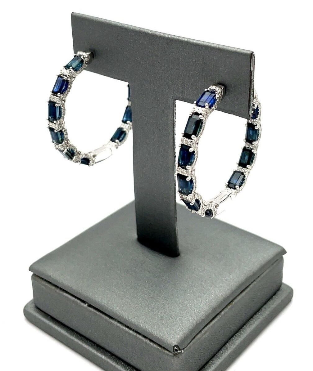 1.18 ct Hudson Sapphire and Natural Diamond Hoop Earrings