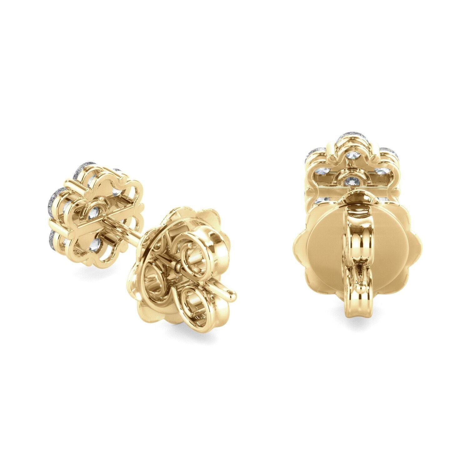 0.61 Ct Round Diamond Stud Cluster Flower Earrings Lab Grown