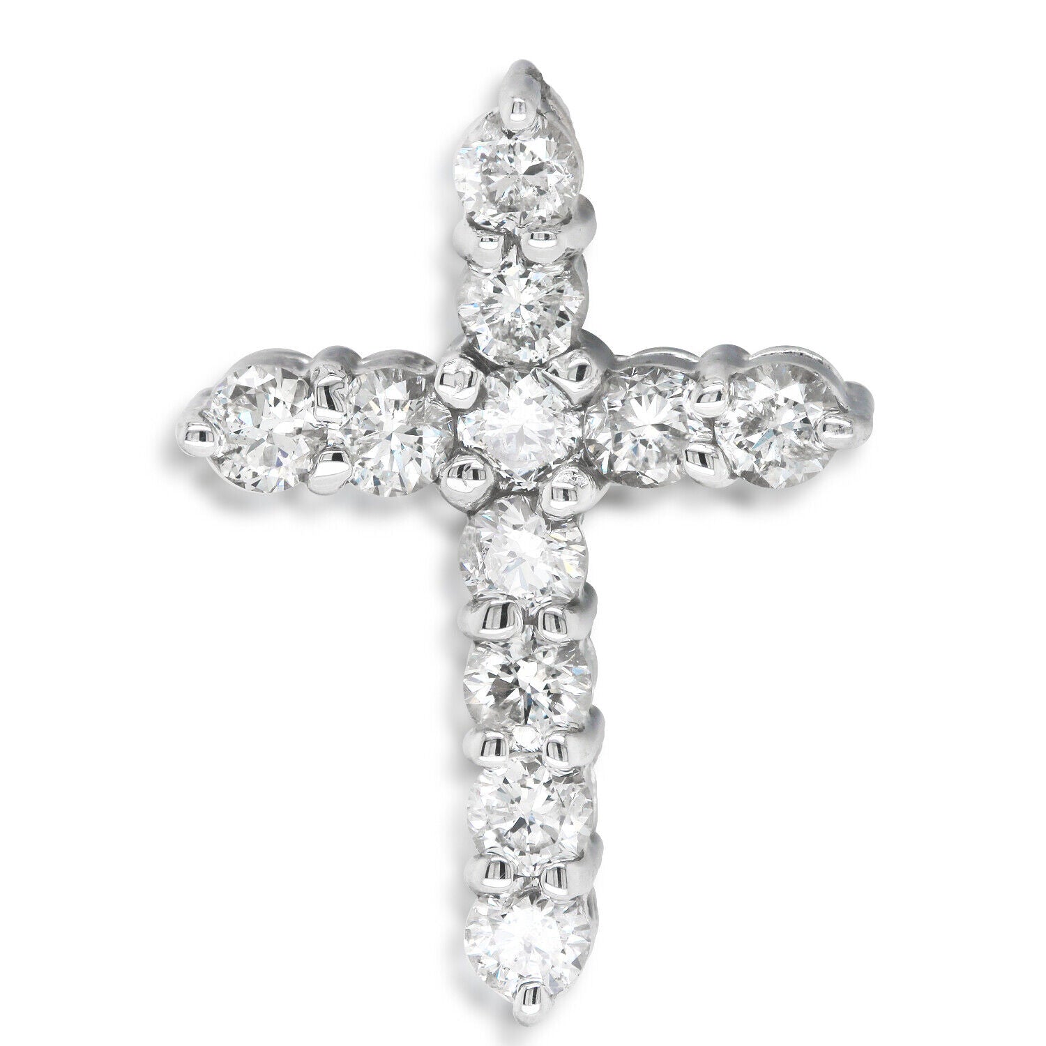 11 stone 1.32 tcw Diamond Cross Pendant G-H SI2 in 14K White Gold