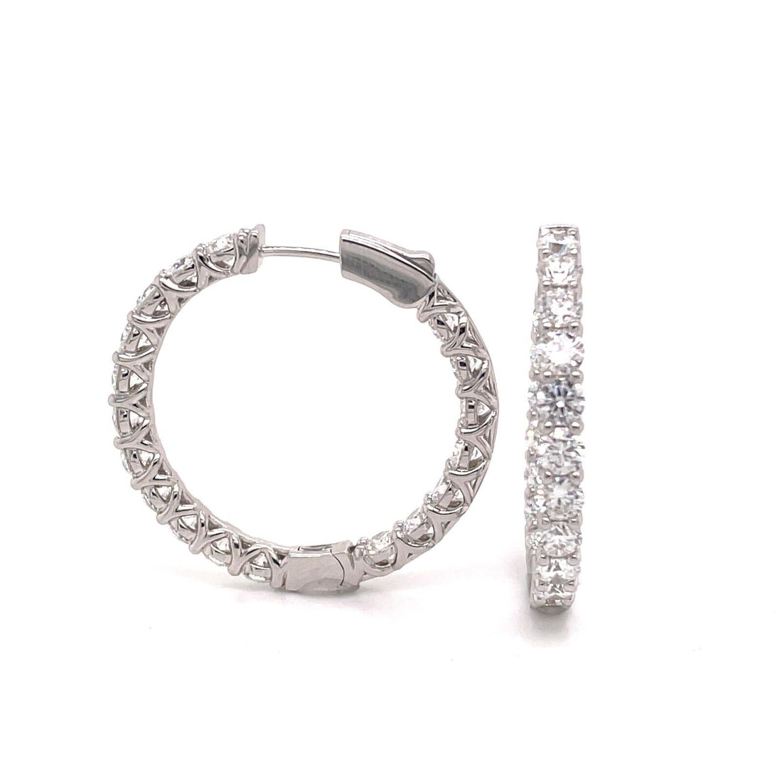 6.87 Ct Round Diamond Hoop Earrings Lab Grown