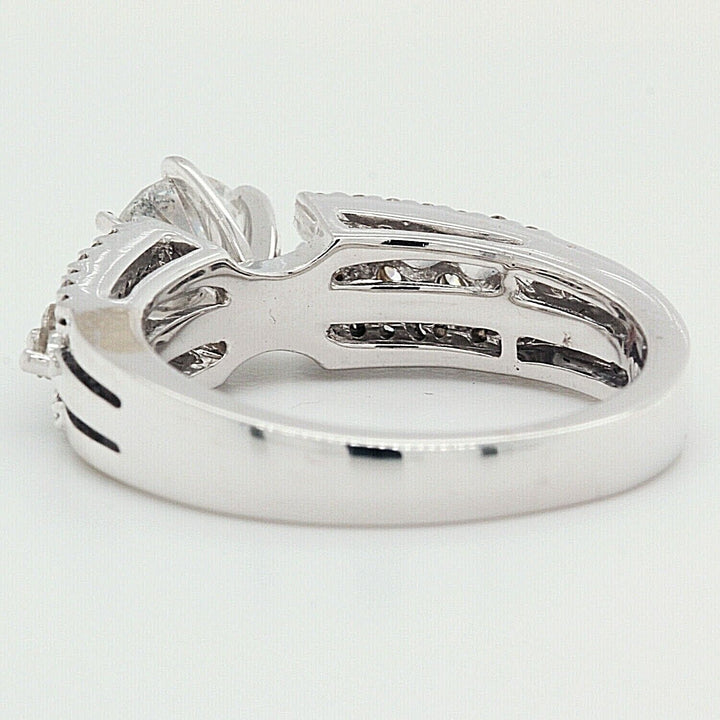 Round Engagement Ring With Accents Clarity Enhanced 1.25 TCW 14k White Gold