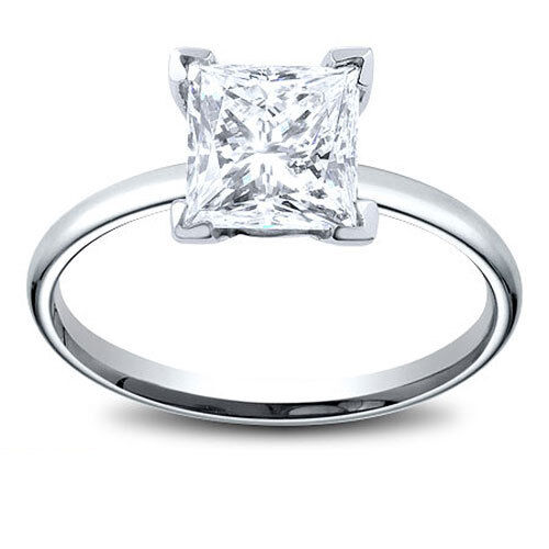 14K Gold 1.23 ct Princess Cut Diamond Solitaire Engagement Ring I SI2