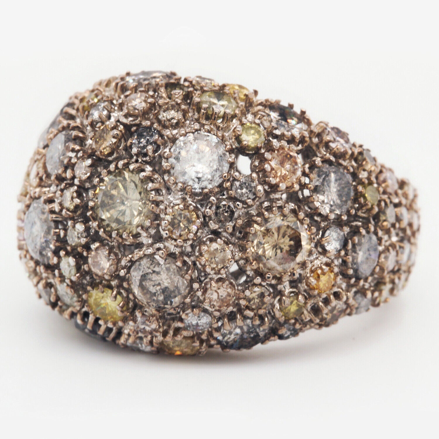 Fancy Color Diamonds Cluster Cocktail Ring 7.98 TCW 18K White Gold