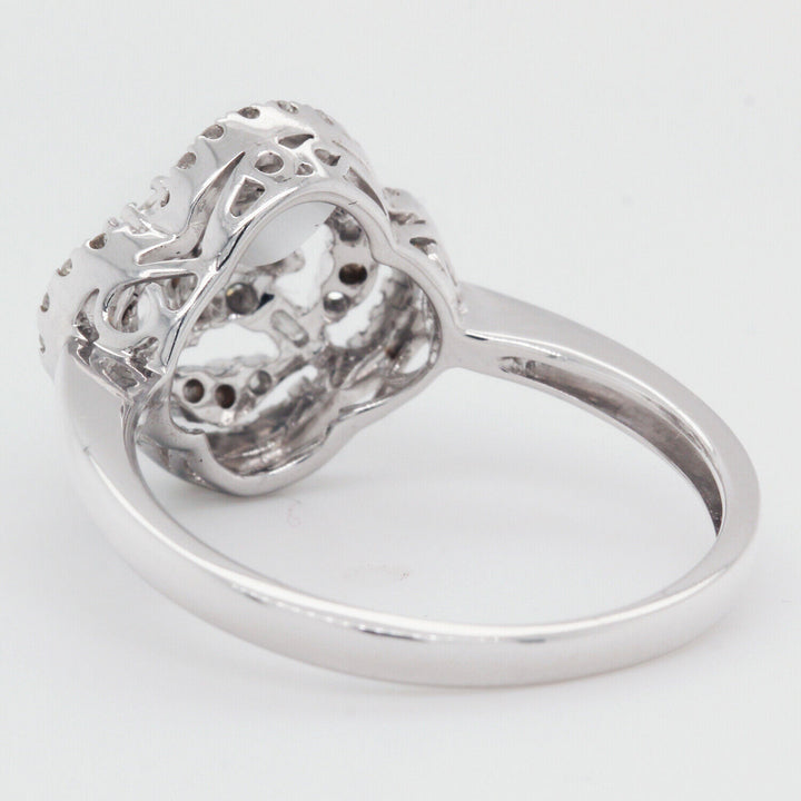 Round Diamonds and Baguettes Rose Ring 0.37 TCW 18k White Gold