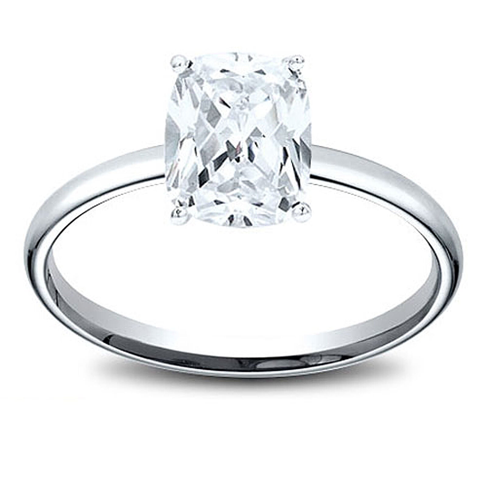 14K Gold 1.08 ct Cushion Cut Diamond Solitaire Engagement Ring H VS2