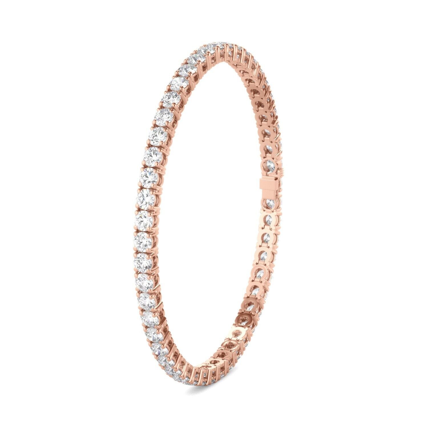 Lab Grown Diamond Tennis Bracelet D-E VS1-VS2 14K Rose Gold 6.53cttw 4 Prong