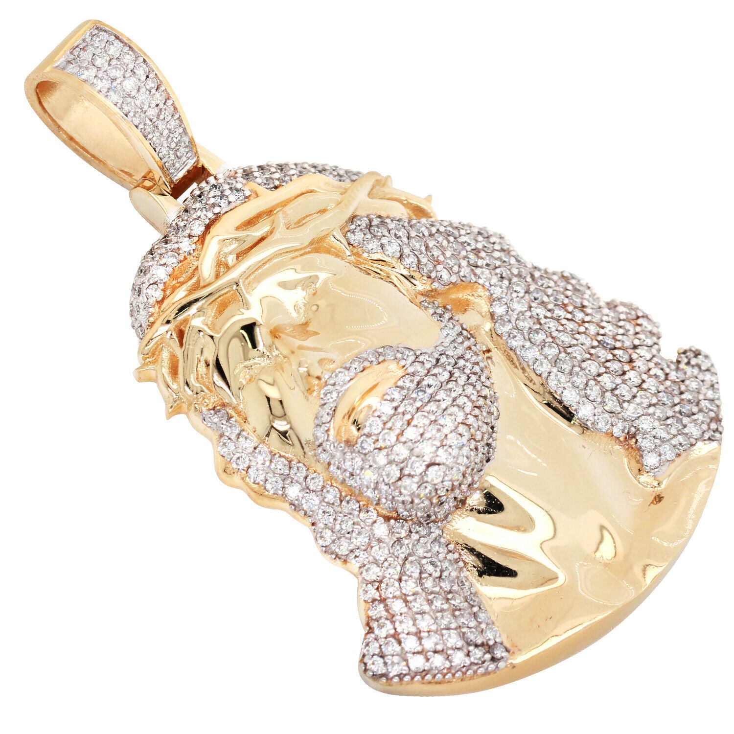 3.65 tcw Jesus Pave Diamond Pendant G-H SI1 in 14K Yellow Gold