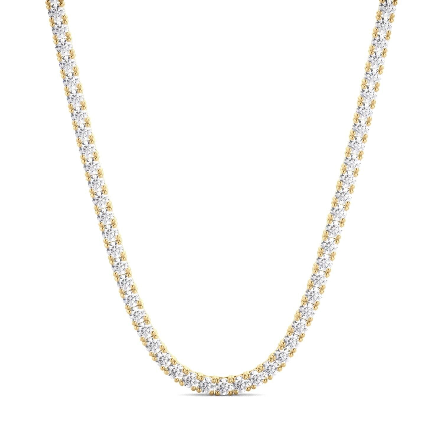 Lab Grown Diamond Tennis Necklace D-E VS1-VS2 14K Yellow Gold 15.00cttw 4 Prong