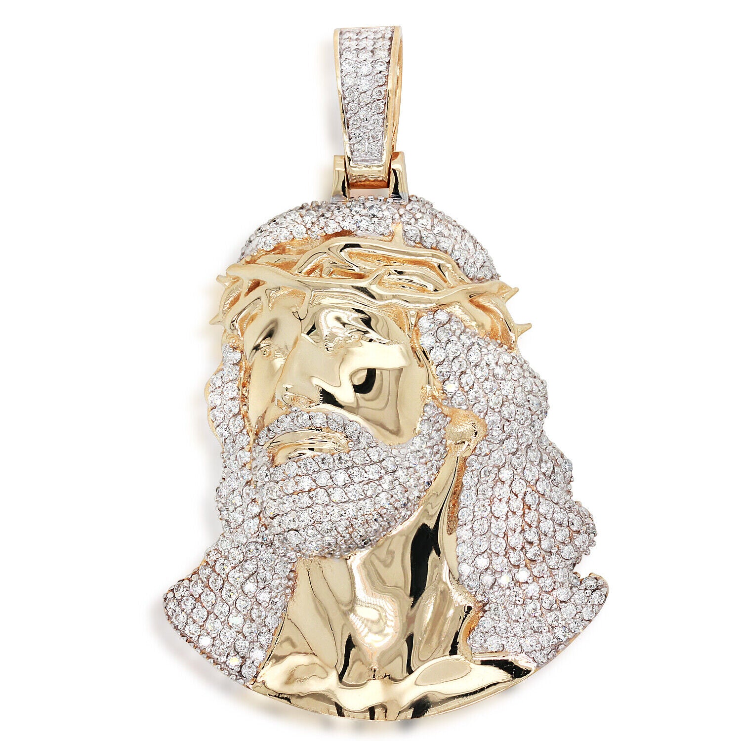 3.65 tcw Jesus Pave Diamond Pendant G-H SI1 in 14K Yellow Gold