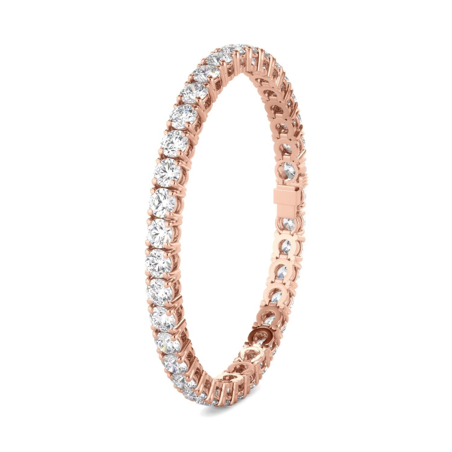 Lab Grown Diamond Tennis Bracelet D-E VS1-VS2 14K Rose Gold 12.56cttw 4 Prong