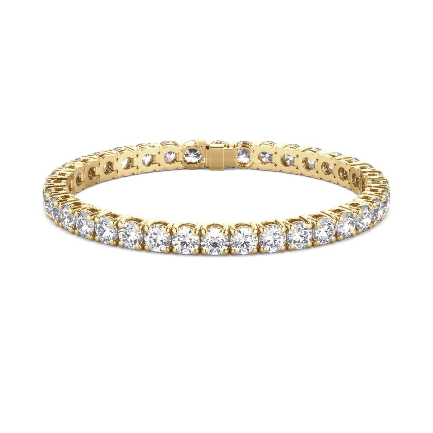 Lab Grown Diamond Tennis Bracelet D-E VS1-VS2 14K Yellow Gold 11.74cttw 4 Prong