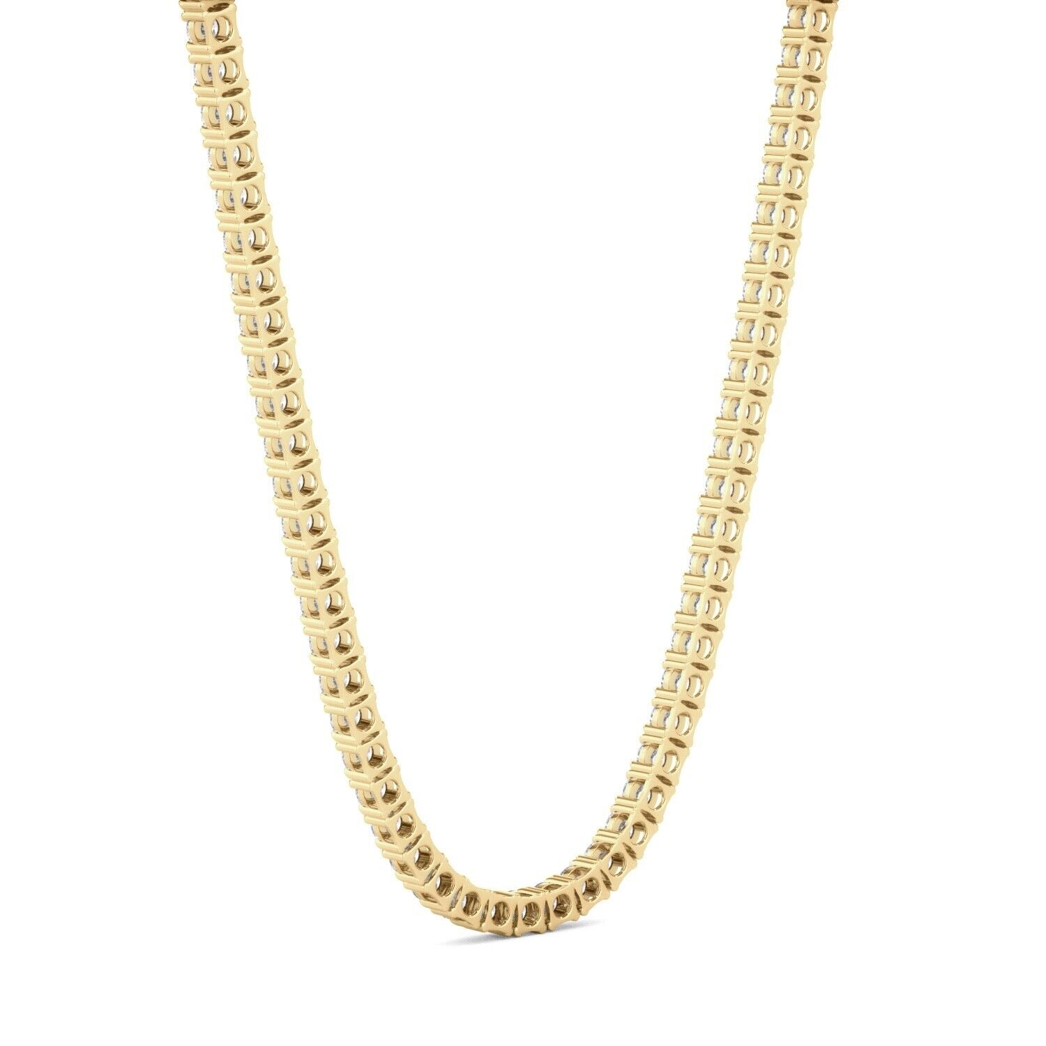 Lab Grown Diamond Tennis Necklace D-E VS1-VS2 14K Yellow Gold 15.00cttw 4 Prong