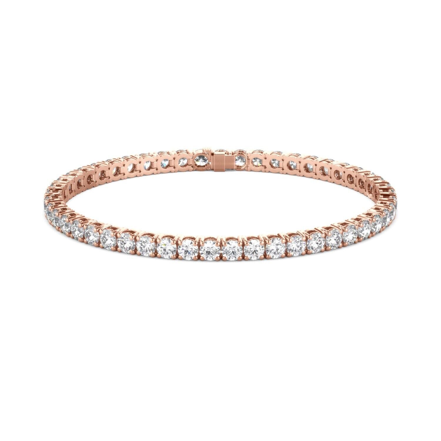 Lab Grown Diamond Tennis Bracelet D-E VS1-VS2 14K Rose Gold 6.53cttw 4 Prong