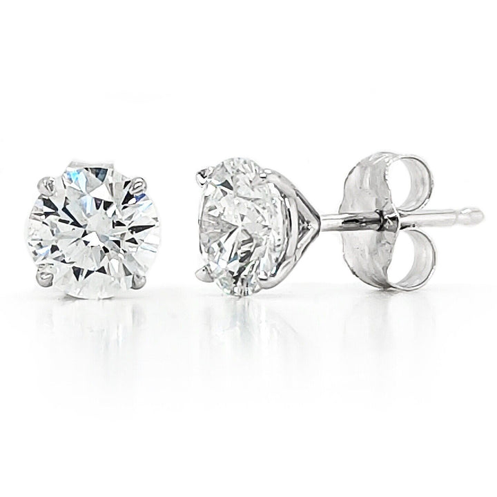 3.00 Ct Round Diamond Stud Solitaire Earrings Lab Grown