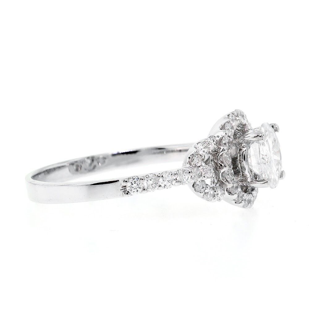 Halo Diamond Engagement Ring with 1.10 tcw of Diamonds in 18k White Gold