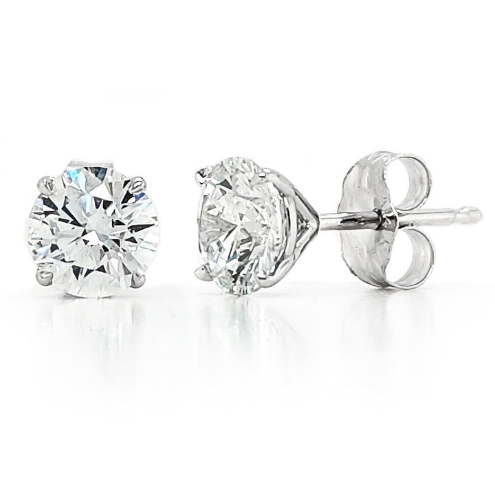 3.03 Ct Round Diamond Stud Solitaire Earrings Lab Grown