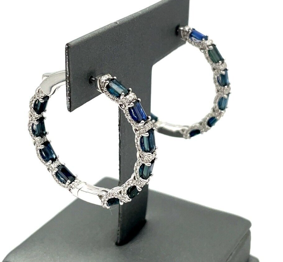 1.18 ct Hudson Sapphire and Natural Diamond Hoop Earrings