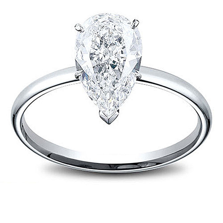 14K Gold 5.72 ct Pear Shape Diamond Solitaire Engagement Ring E VVS2