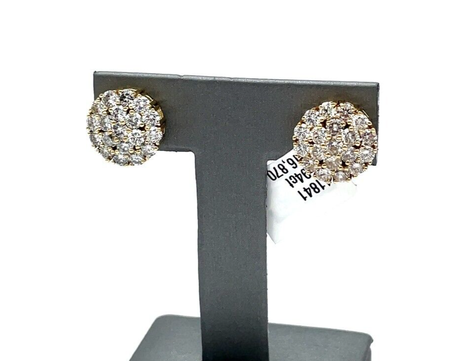 3.94 Ct Round Diamond Stud Cluster Flower Earrings (Natural)