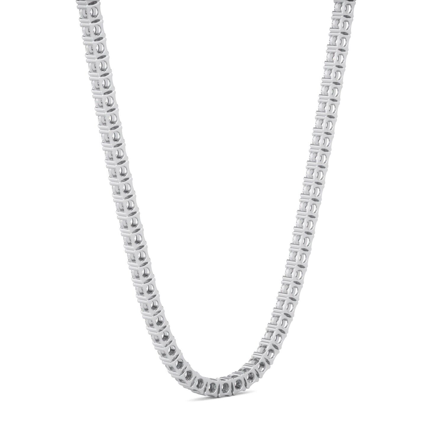 Lab Grown Diamond Tennis Necklace D-E VS1-VS2 14K White Gold 19.99cttw 4 Prong