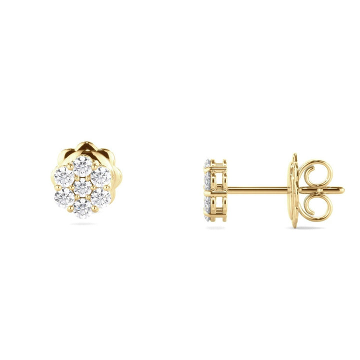 0.67 Ct Round Diamond Stud Cluster Flower Earrings Lab Grown
