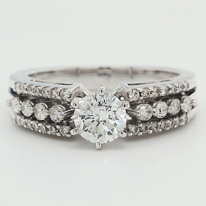 Round Engagement Ring With Accents Clarity Enhanced 1.25 TCW 14k White Gold