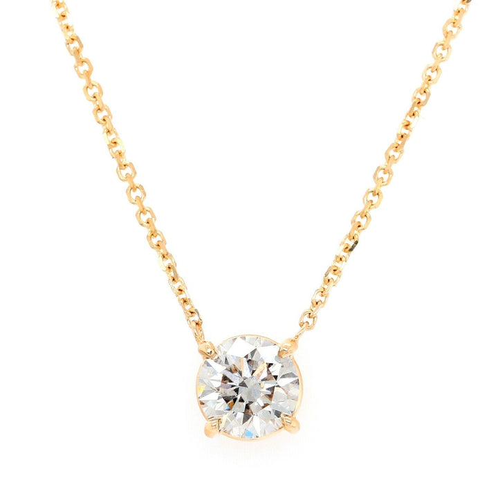 Lab Grown Diamond Solitaire Necklace F SI2 14K Yellow Gold 1.02cttw