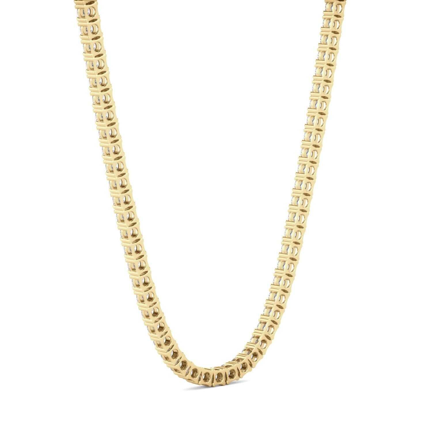 Lab Grown Diamond Tennis Necklace D-E VS1-VS2 14K Yellow Gold 4.39cttw 4 Prong