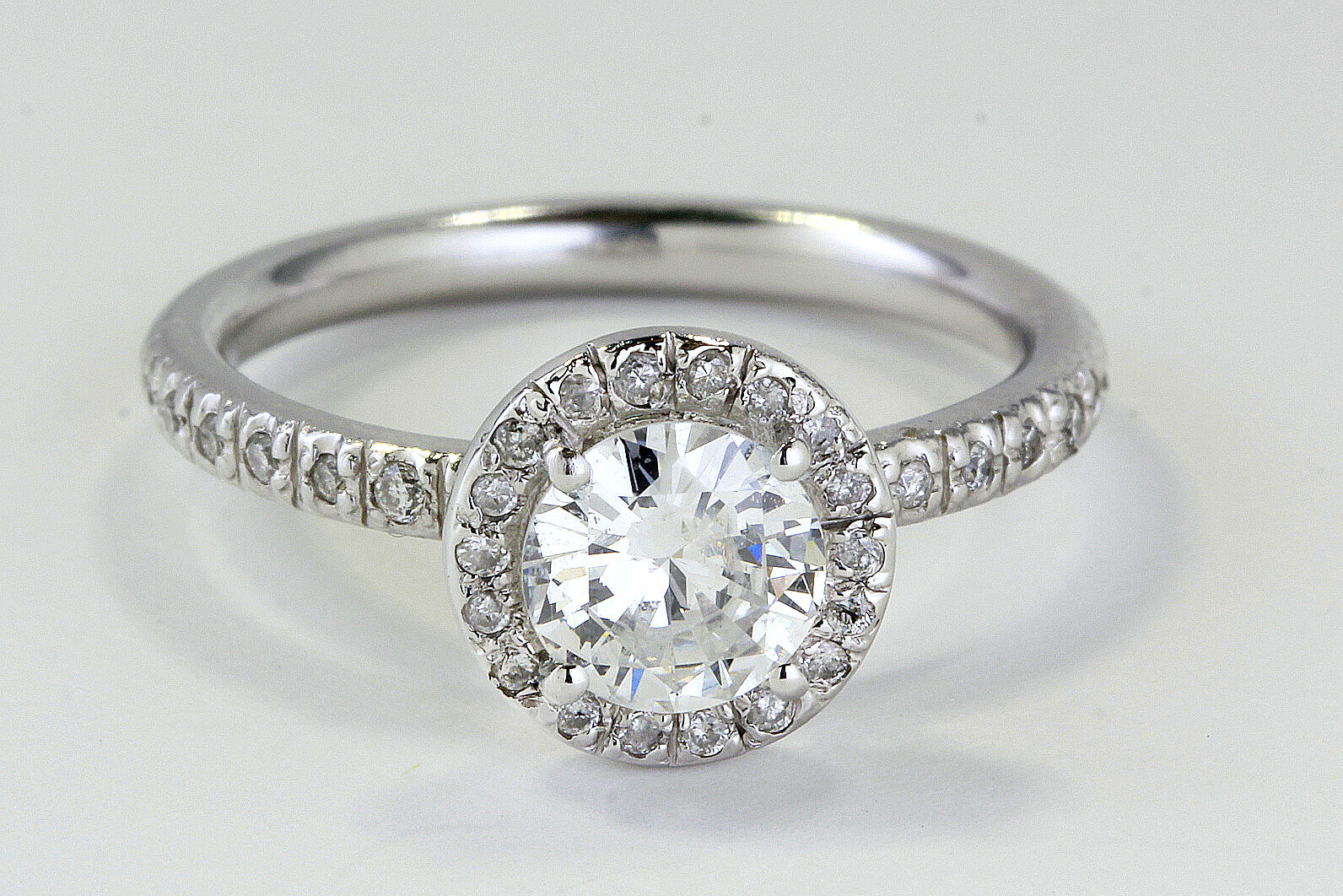 Halo Diamond Engagement Ring with 1.35 total Carat Weight in 14k White Gold