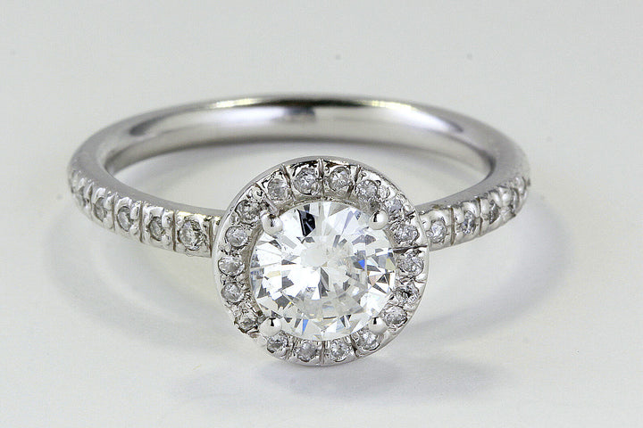Halo Diamond Engagement Ring with 1.35 total Carat Weight in 14k White Gold