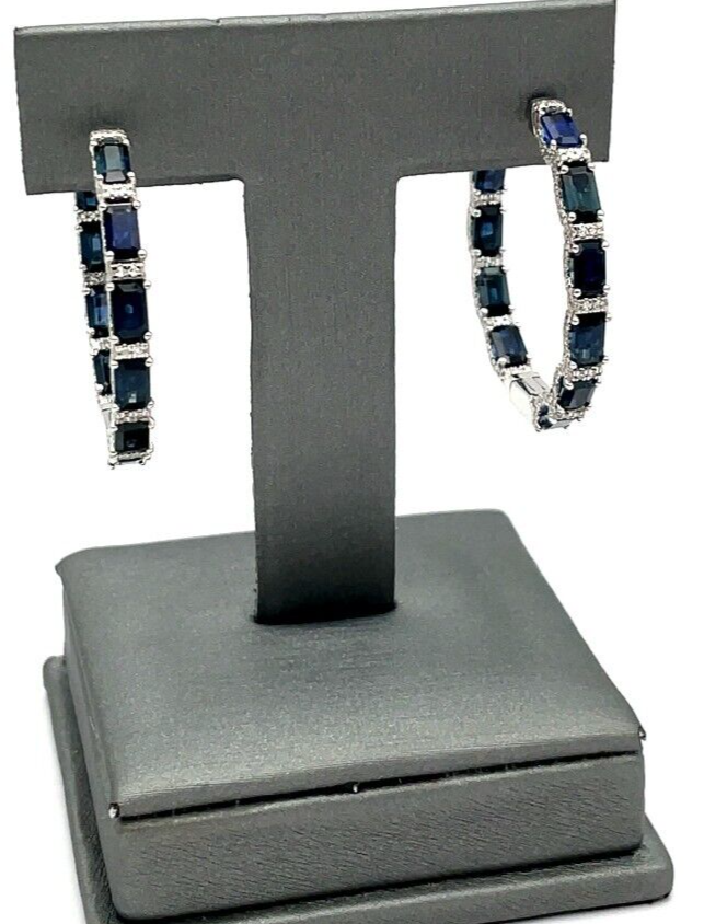 1.18 ct Hudson Sapphire and Natural Diamond Hoop Earrings