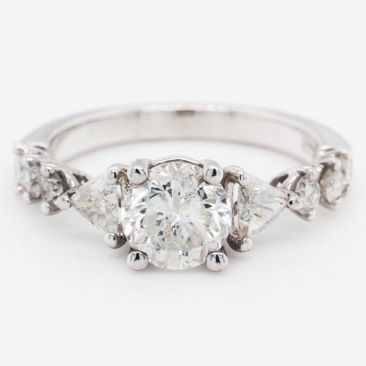 Diamond Engagement Ring Triangle Side Stones Clarity Enhanced 2.14 TCW 14 KW