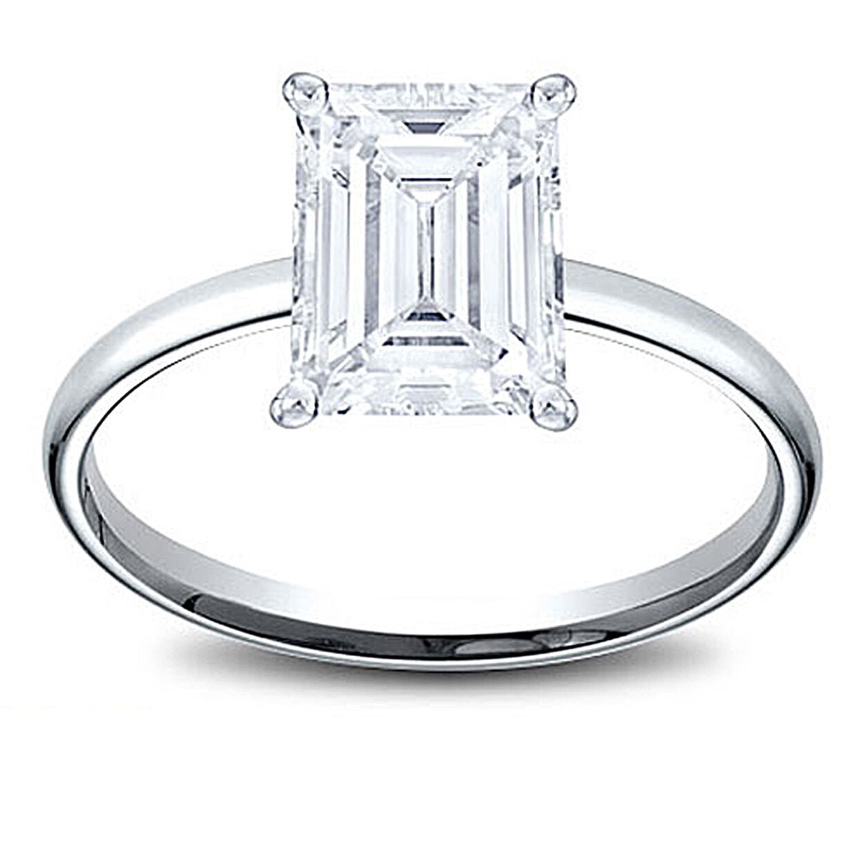 14K Gold 0.9 ct Emerald Cut Diamond Solitaire Engagement Ring F SI2