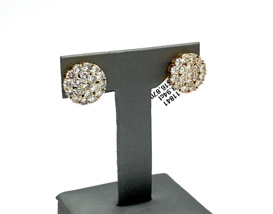 3.94 Ct Round Diamond Stud Cluster Flower Earrings (Natural)
