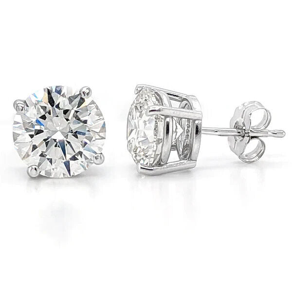 14K Gold 6 carat Round Cut Diamond studs Lab Grown IGI certified