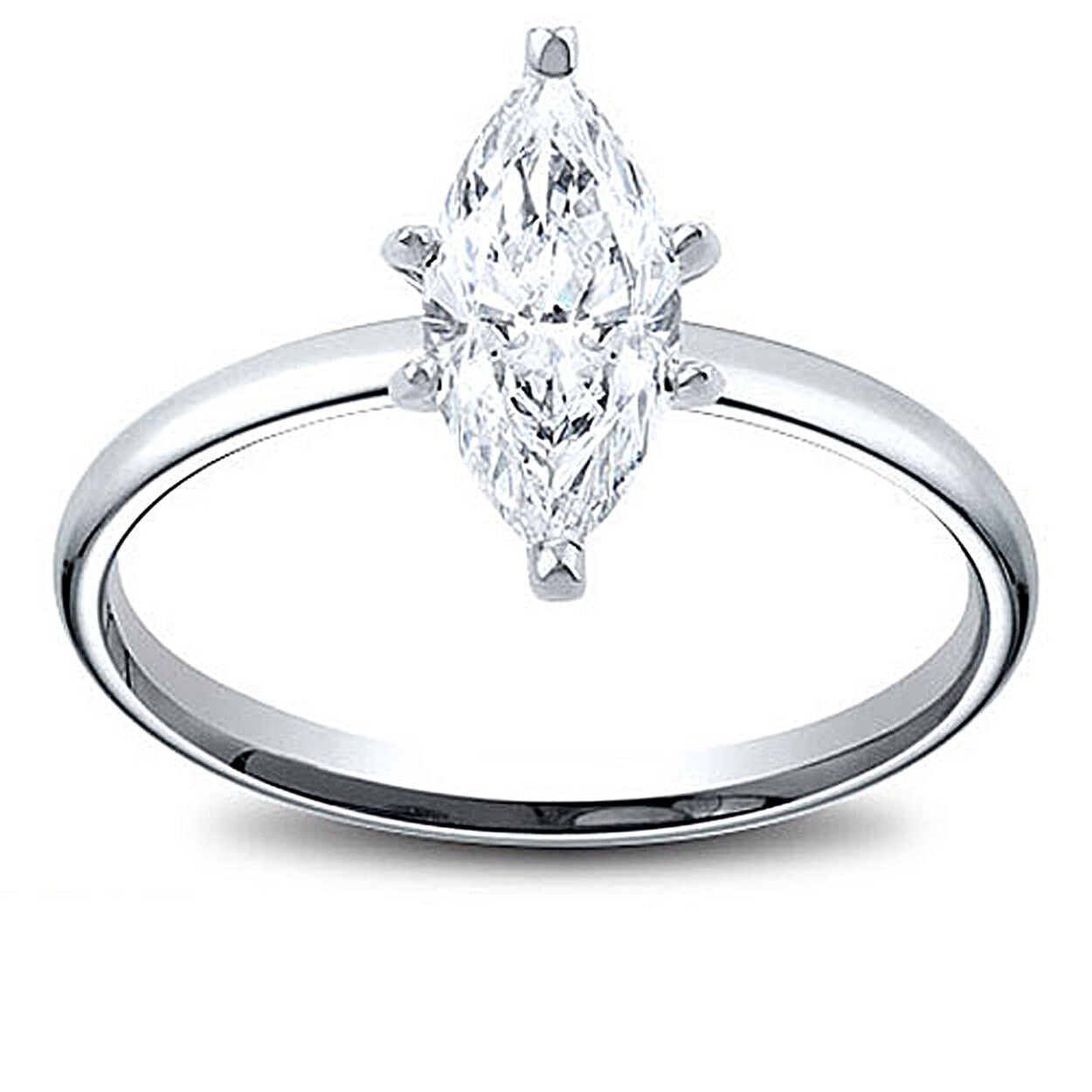 14K Gold 1.01 ct Marquise Cut Diamond Solitaire Engagement Ring L SI2