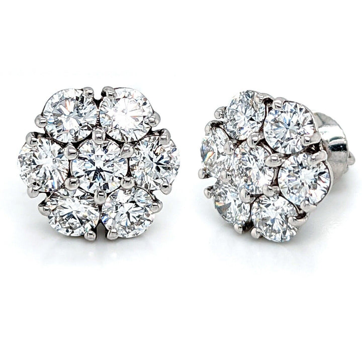 0.61 Ct Round Diamond Stud Cluster Flower Earrings Lab Grown
