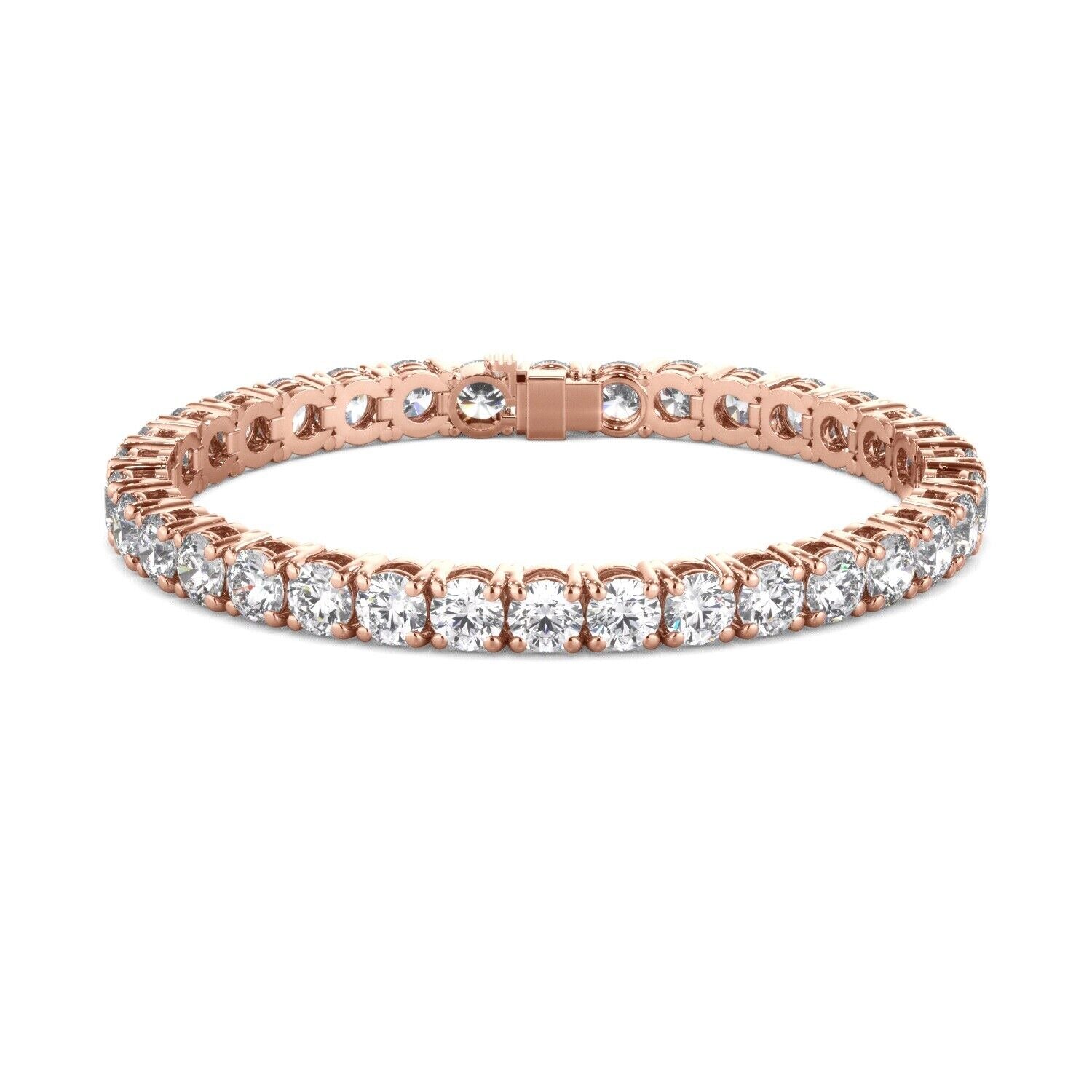 Lab Grown Diamond Tennis Bracelet D-E VS1-VS2 14K Rose Gold 14.00cttw 4 Prong
