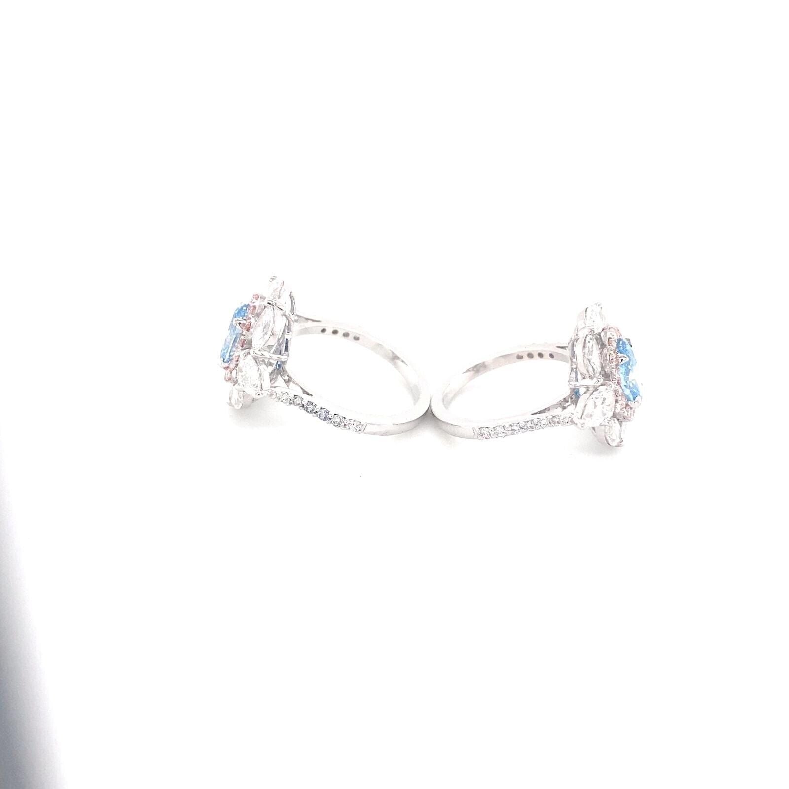 Blue And Pink Diamond Designer Ring 3.10 TCW 14K White Gold Lab Grown