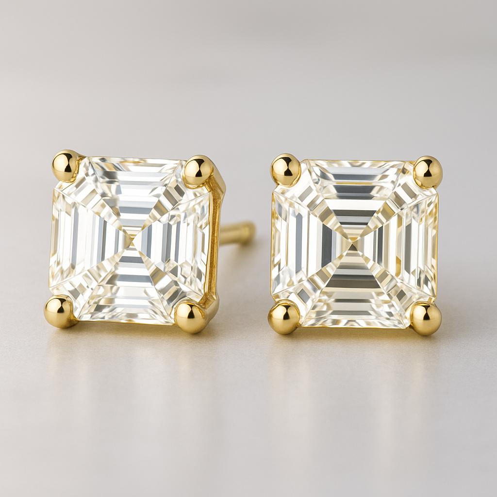 Lab Grown Asscher Cut Diamond Earrings 6.00 Carat