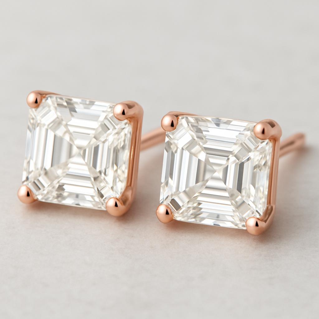 Lab Grown Asscher Cut Diamond Earrings 6.00 Carat